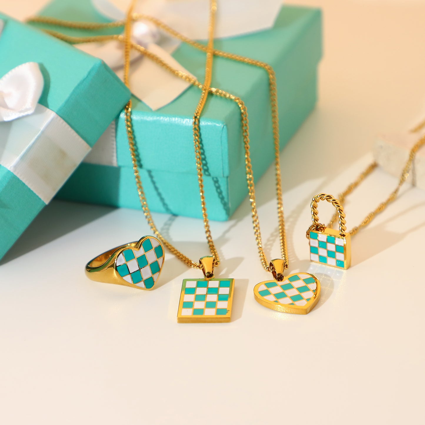 Checkers Necklaces ( Green)